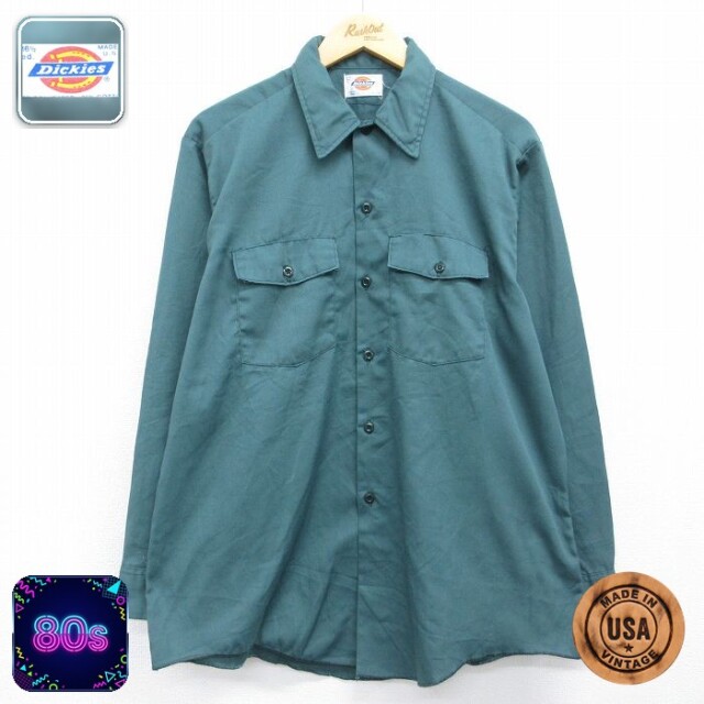 【20%OFF】ディッキーズ 80s 長袖ワークシャツ グリーン メンズXL相当 | 古着