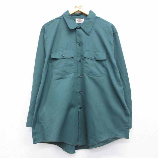 古着通販 XL☆古着 ディッキーズ 長袖 ワーク シャツ メンズ 80年代