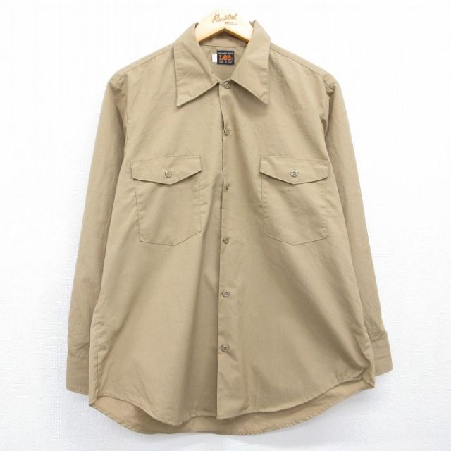 リー 70s 長袖ワークシャツ ベージュ メンズL相当 | 古着