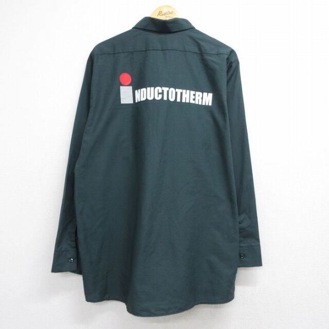 レッドキャップ 長袖ワークシャツ INDUCTOTHERM グリーン メンズXL相当 | 古着