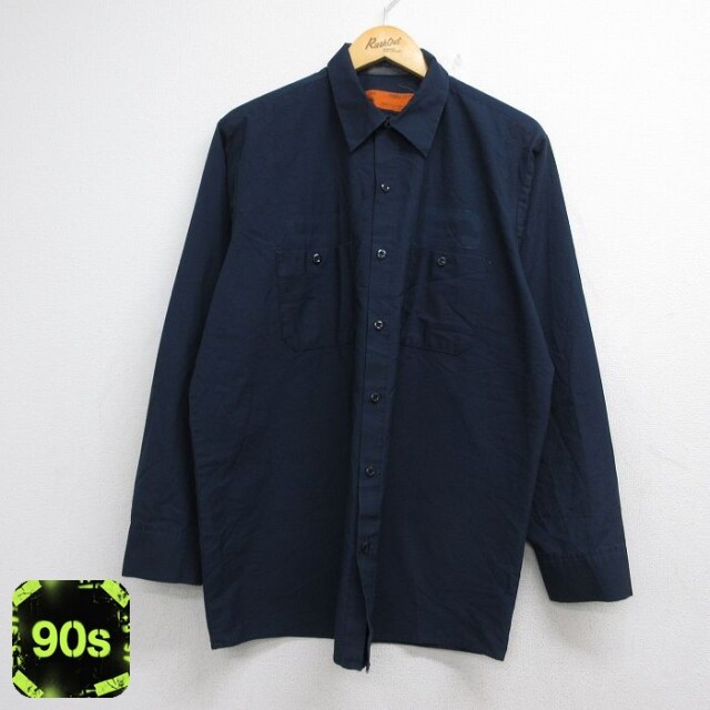 レッドキャップ 90s 長袖ワークシャツ ネイビー メンズXL相当 | 古着
