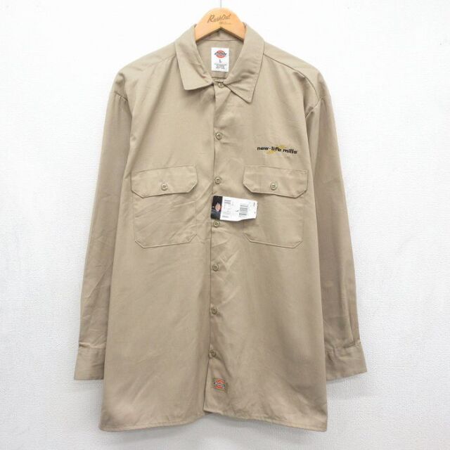 ディッキーズ ワークシャツ new life mills ベージュ メンズXL相当 | 古着