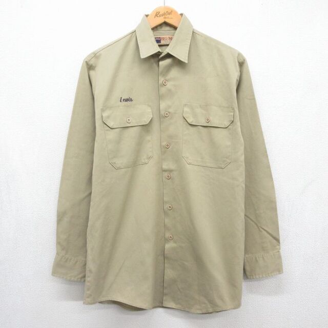 ビッグマック 90s 長袖ワークシャツ ベージュ メンズL相当 | 古着