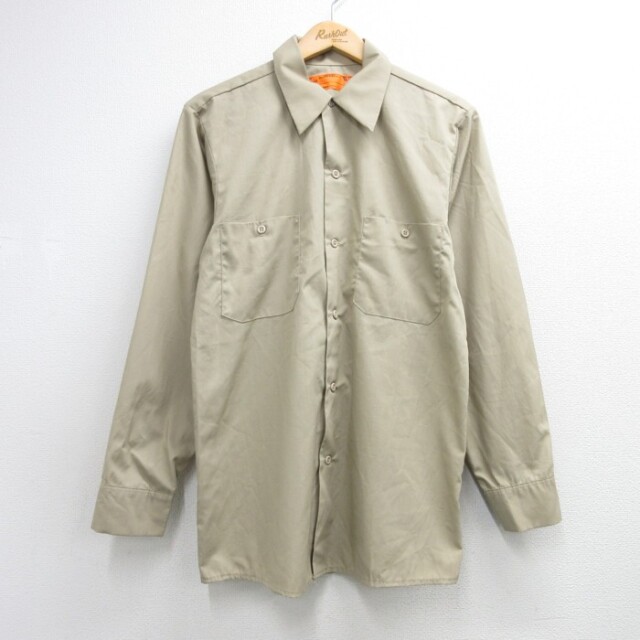 RED KAP 80s 長袖シャツ ワーク ベージュ メンズM相当 | 古着