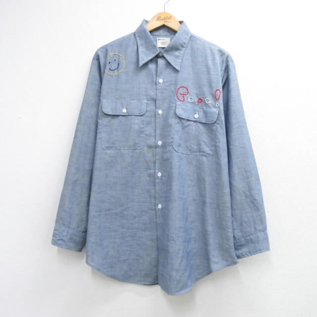 ビッグマック 70s 長袖シャツ シャンブレー ライトブルー メンズXL相当 | 古着