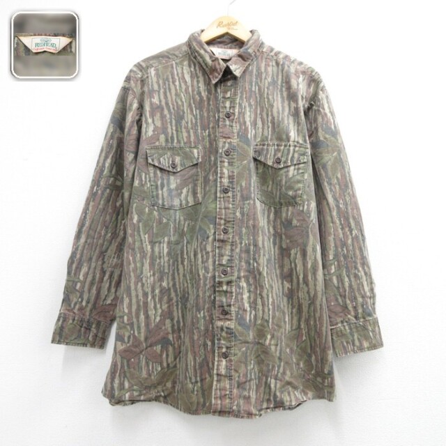 RedHead 90s 長袖シャツ RealTree迷彩 ブラウン メンズXL相当 | 古着
