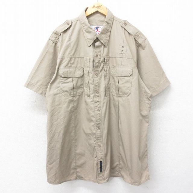 【50%OFF】半袖ワークシャツ リップストップ カーキ XL | 古着