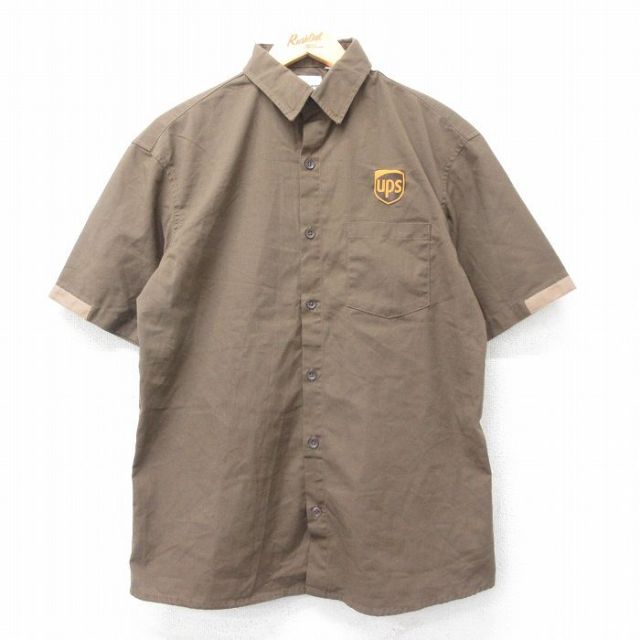L★古着 Wear Guard 半袖 ワーク シャツ メンズ UPS 茶 ブラウン 25apr05 中古 トップス