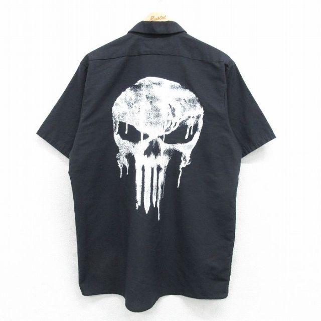 XL★古着 レッドキャップ 半袖 ワーク シャツ メンズ パニッシャー 黒 ブラック 【spe】 25apr07 中古 トップス