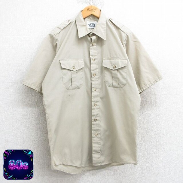 【50%OFF】ウールリッチ 80s 半袖ワークシャツ ベージュ L | 古着
