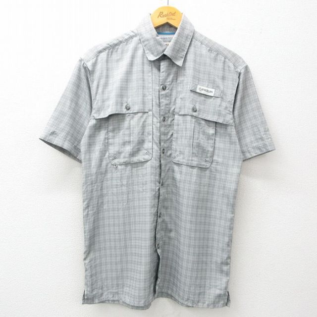 【50%OFF】半袖フィッシングシャツ グレーチェック XL | 古着