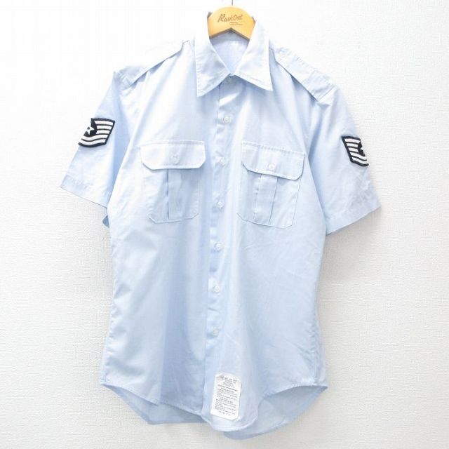 XL★古着 半袖 ミリタリー シャツ メンズ 90年代 90s USA製 薄紺 ネイビー 【spe】 25apr10 中古 トップス