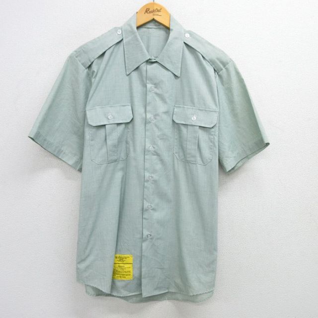 XL★古着 半袖 ミリタリー シャツ メンズ 90年代 90s アーミー ARMY USA製 緑 グリーン 25apr12 中古 トップス