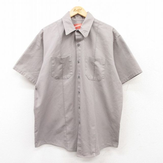 XL★古着 半袖 ワーク シャツ メンズ 90年代 90s 大きいサイズ USA製 グレー 25apr24 中古 トップス