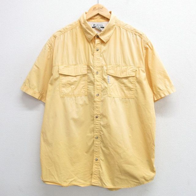 【50%OFF】XL★古着 コロンビア COLUMBIA 半袖 フィッシング シャツ メンズ 00年代 00s 大きいサイズ 黄 イエロー 内側メッシュ 25apr26 中古 トップス