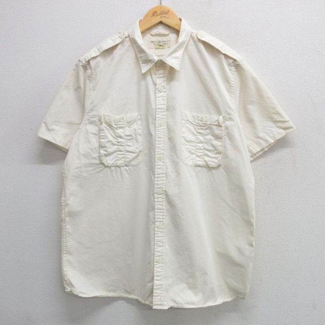 XL★古着 ラルフローレン Ralph Lauren デニムアンドサプライ 半袖 ブランド ワーク シャツ メンズ 大きいサイズ コットン 白 ホワイト 25apr26 中古 トップス