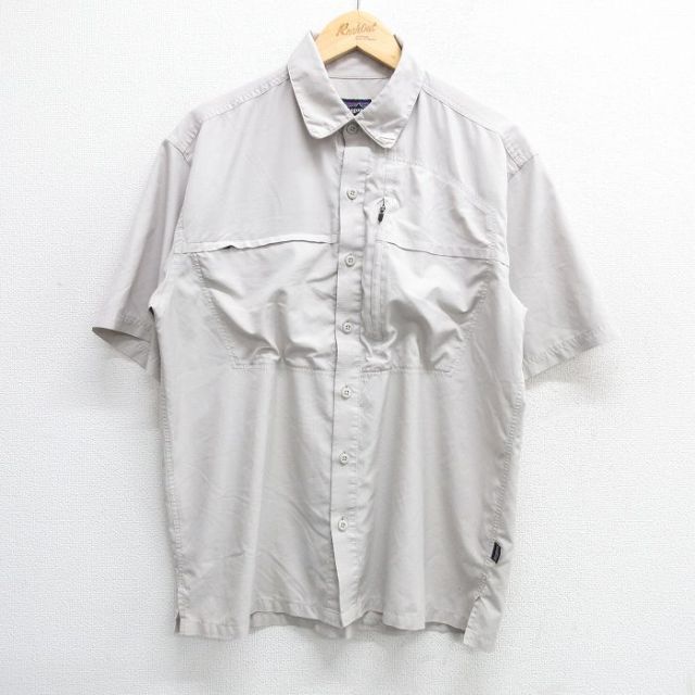 L★古着 パタゴニア patagonia 半袖 フィッシング シャツ メンズ リップストップ 薄グレー 25apr26 中古 トップス