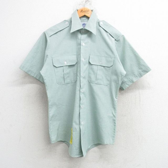 L★古着 半袖 ミリタリー シャツ メンズ 00年代 00s USA 薄緑 グリーン 25may10 中古 トップス