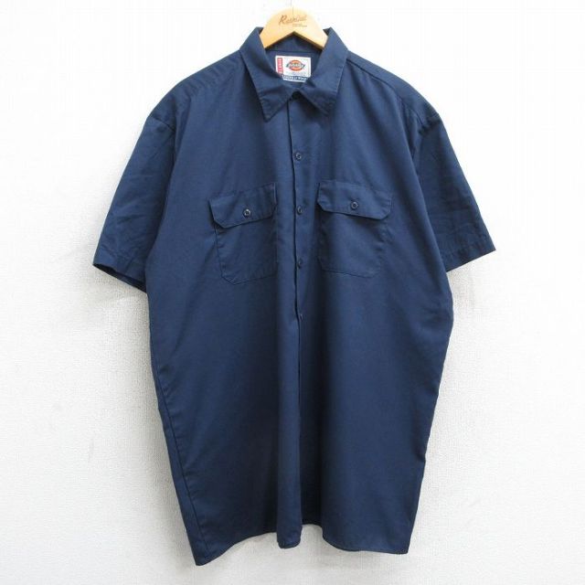 【50%OFF】ディッキーズ 半袖ワークシャツ ネイビー XL | 古着