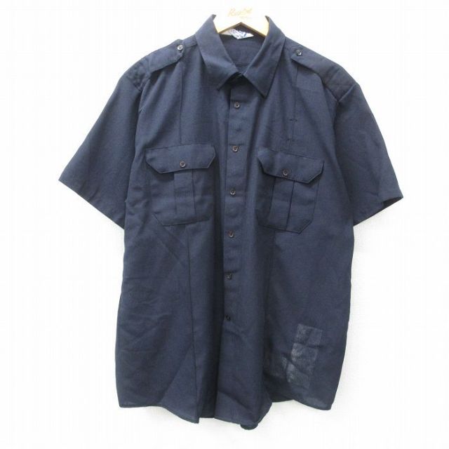 【50%OFF】80s 半袖ワークシャツ ネイビー XL | 古着