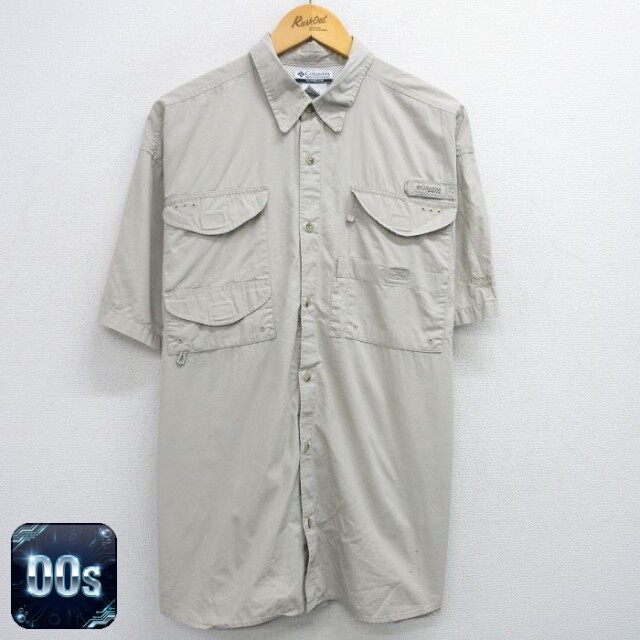 【50%OFF】コロンビア 00s 半袖フィッシングシャツ ワンポイントロゴ ベージュ XL | 古着