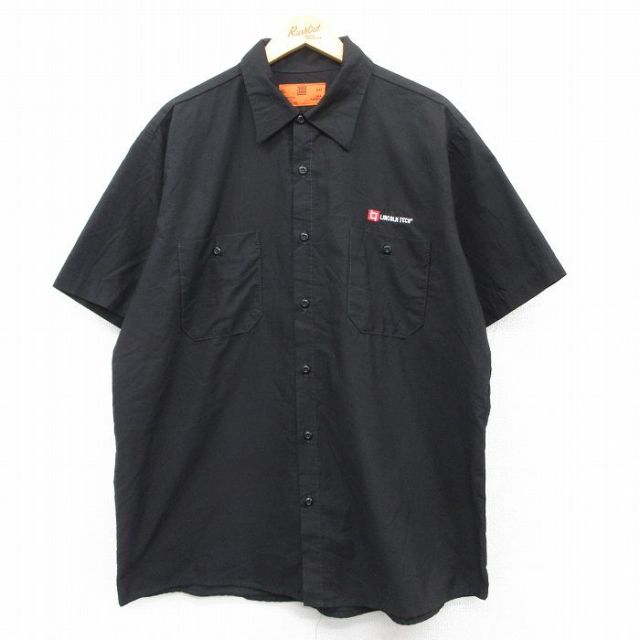 XL★古着 半袖 ワーク シャツ メンズ LINSOLN TECH 大きいサイズ 黒 ブラック 25may31 中古 トップス