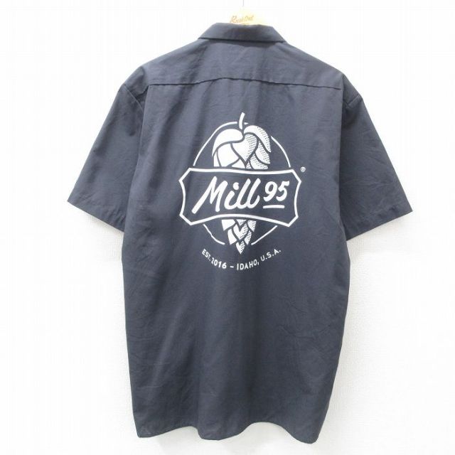 XL★古着 ディッキーズ Dickies 半袖 ワーク シャツ メンズ Mill 濃グレー 25jun05 中古 トップス