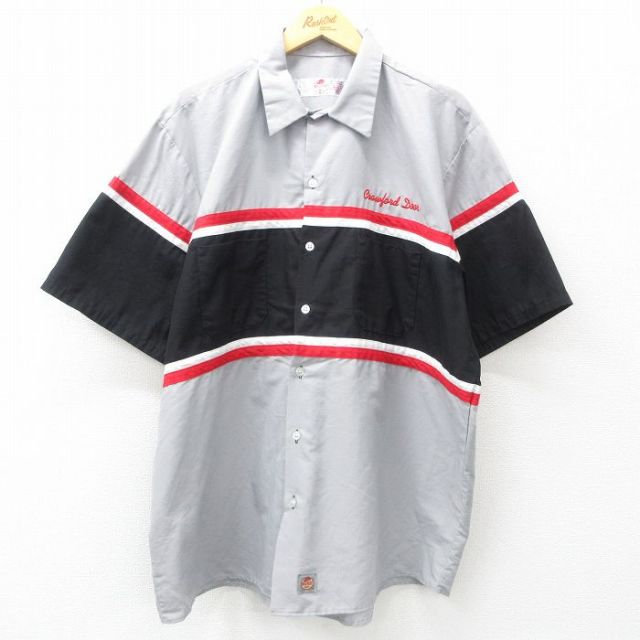 XL★古着 レッドキャップ 半袖 ワーク シャツ メンズ 00年代 00s Crawland 大きいサイズ グレー他 25jun05 中古 トップス