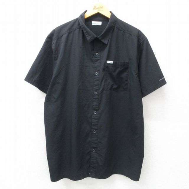 XL★古着 コロンビア COLUMBIA 半袖 フィッシング シャツ メンズ PFG 黒 ブラック 内側メッシュ 25jun05 中古 トップス