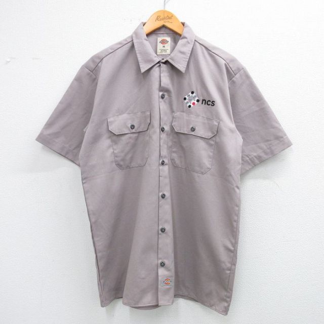 L★古着 ディッキーズ Dickies 半袖 ワーク シャツ メンズ ncs グレー系 25jun12 中古 トップス