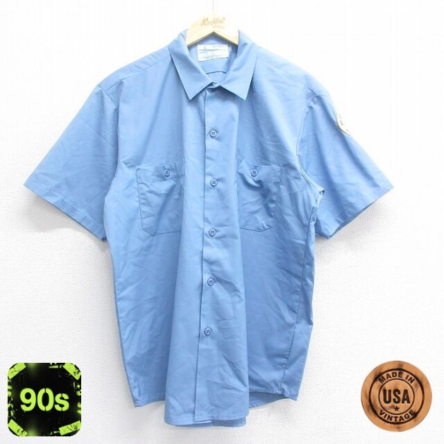 【50%OFF】90s 半袖ワークシャツ HOSPITAL ネイビー XL | 古着