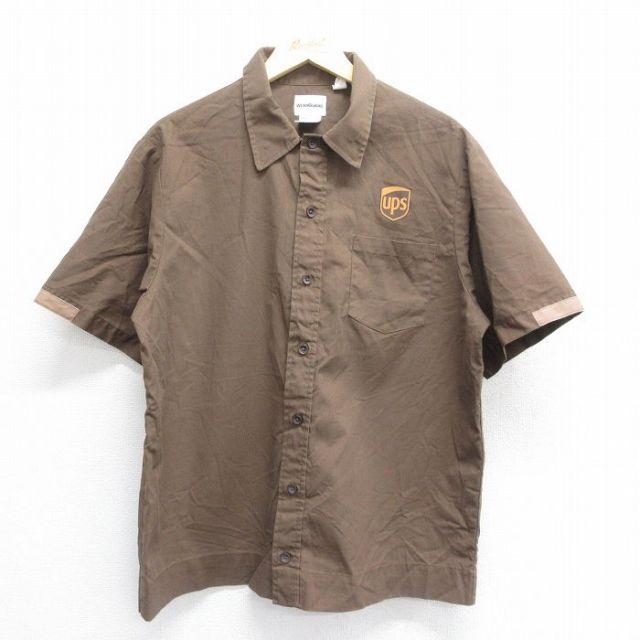 XL★古着 Wear Guard 半袖 ワーク シャツ メンズ UPS 茶 ブラウン 25jun16 中古 トップス