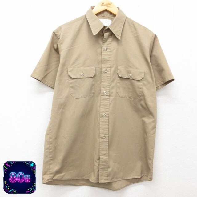 【50%OFF】80s 半袖ワークシャツ ベージュ XL | 古着