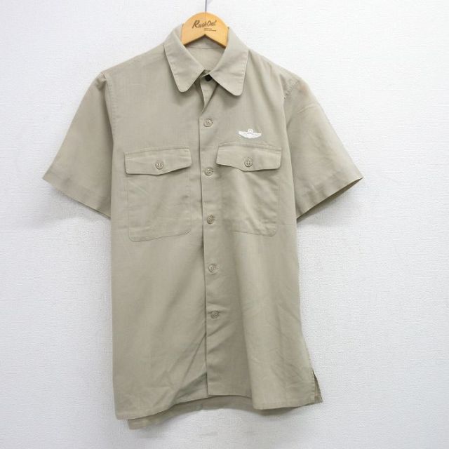 【50%OFF】60s 半袖ミリタリーシャツ ベージュ M | 古着