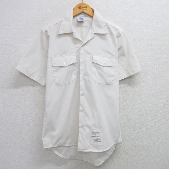 M★古着 半袖 ミリタリー シャツ メンズ 00年代 00s 開襟 オープンカラー USA製 白 ホワイト 25jun19 中古 トップス