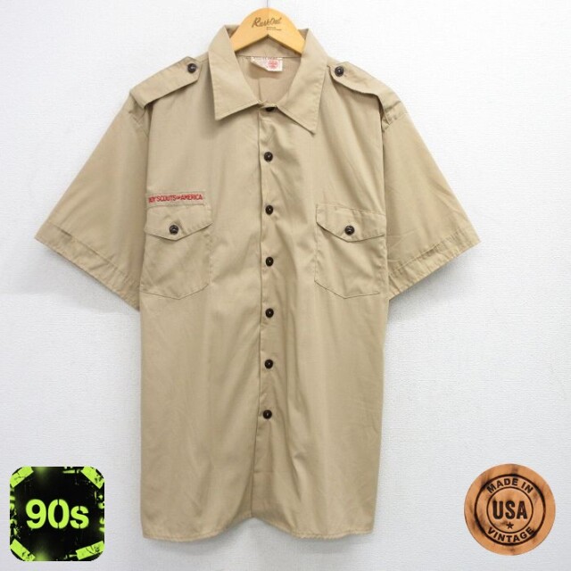 【50%OFF】ボーイスカウト 90s 半袖シャツ ベージュ XL | 古着
