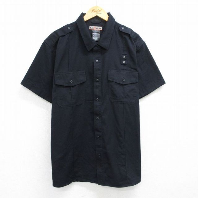 【20%OFF】XL★古着 5.11 タクティカル 半袖 ワーク シャツ メンズ 大きいサイズ 黒 ブラック 25jun26 中古 トップス