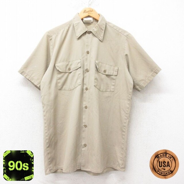 【50%OFF】ディッキーズ 90s 半袖ワークシャツ ベージュ L | 古着