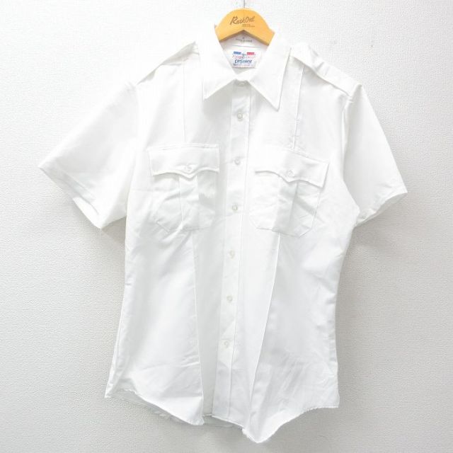 XL★古着 半袖 ワーク シャツ メンズ 90年代 90s USA製 白 ホワイト 25jul04 中古 トップス