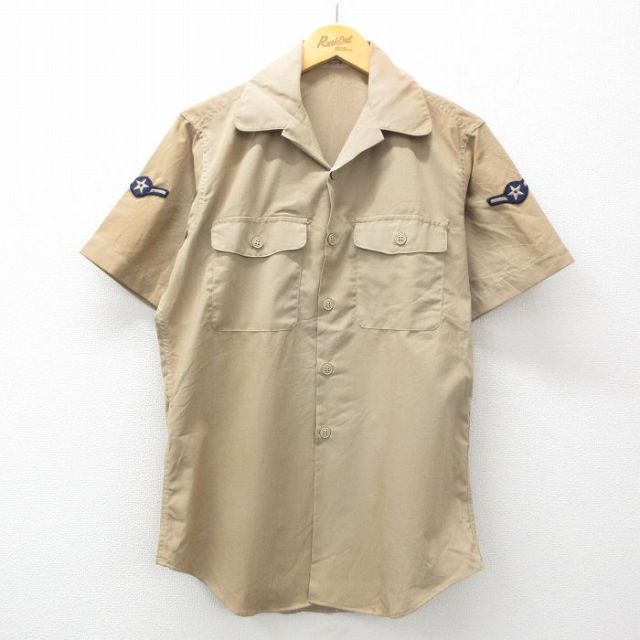 80s 半袖ミリタリーシャツ カーキ M | 古着