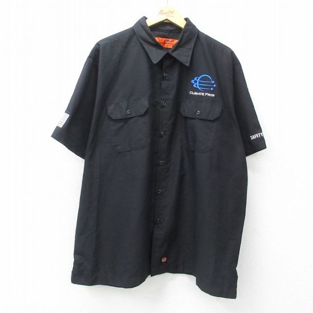 XL★古着 レッドキャップ 半袖 ワーク シャツ メンズ CLIMATE PROS 大きいサイズ 黒 ブラック 25jul04 中古 トップス
