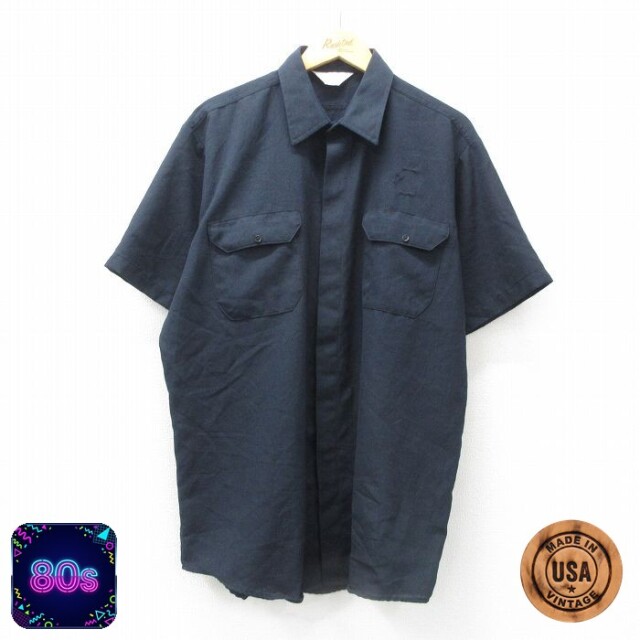 【50%OFF】80s 半袖ワークシャツ ネイビー XL | 古着