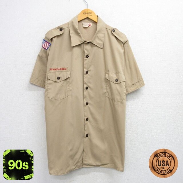 【50%OFF】90s 半袖シャツ ボーイスカウト カーキ XL | 古着