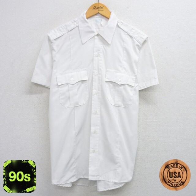 【50%OFF】90s 半袖ワークシャツ ホワイト XL | 古着