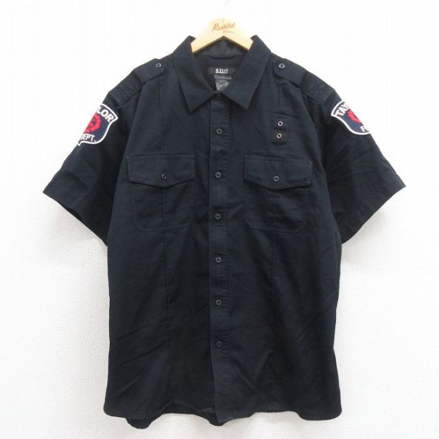 XL★古着 5.11 タクティカル 半袖 ワーク 大きいサイズ ロング丈 黒 ブラック 25aug23 中古 メンズ トップス