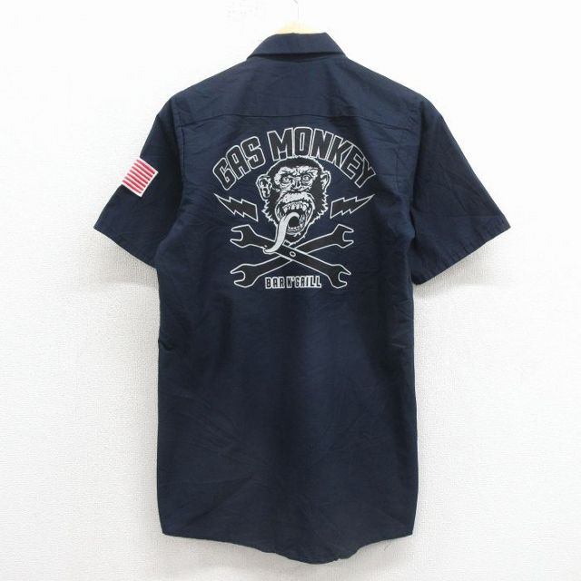 レッドキャップ 00s 半袖ワークシャツ ガスモンキー ネイビー メンズS相当 | 古着