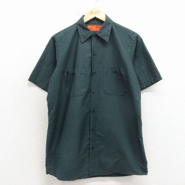 レッドキャップ 00s 半袖ワークシャツ グリーン L | 古着