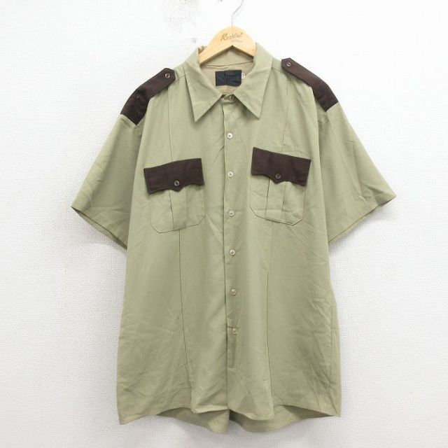 80s 半袖ワークシャツ ベージュ XL | 古着