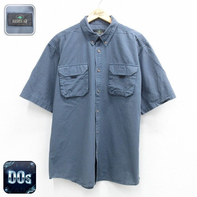 【20%OFF】レッドヘッド 00s 半袖ワークシャツ リップストップ グレー メンズXL相当 | 古着