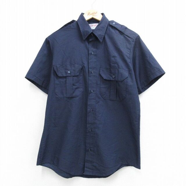レッドキャップ 90s 半袖ワークシャツ ネイビー メンズM相当 | 古着